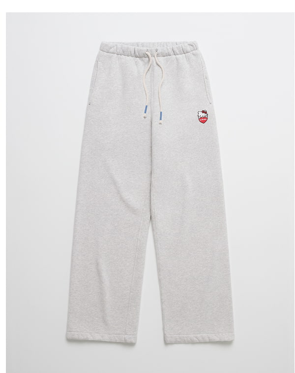 Hello Kitty® Gingham Cooper Midweight Fleece Sweatpant - Light Grey Vanilla