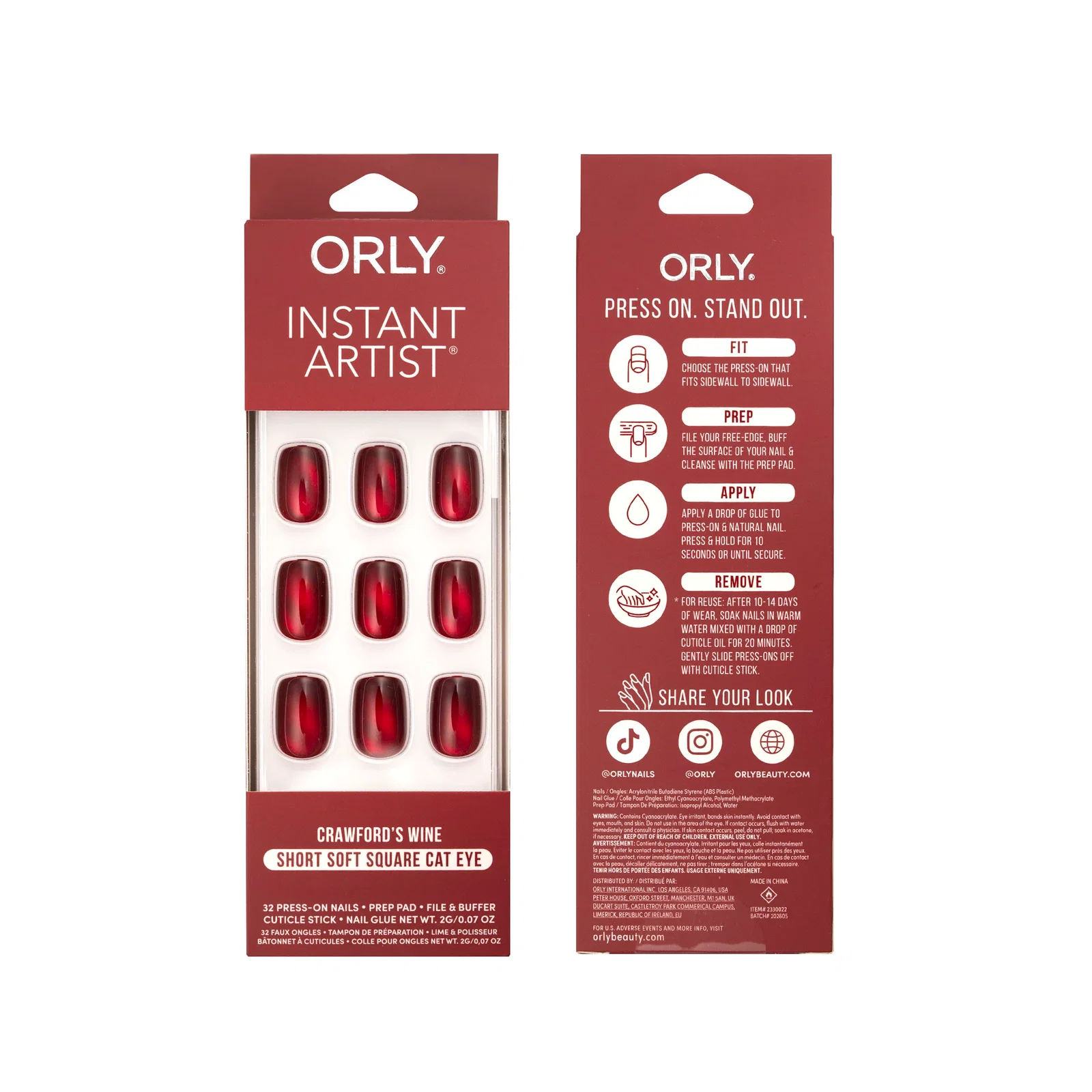 Image of Crawford's Wine - Cat Eye Magnetic Effect - Press-Ons