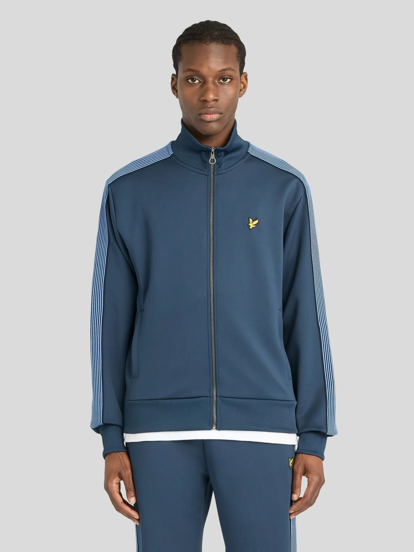 Striped Taped Track Jacket in Dark Navy