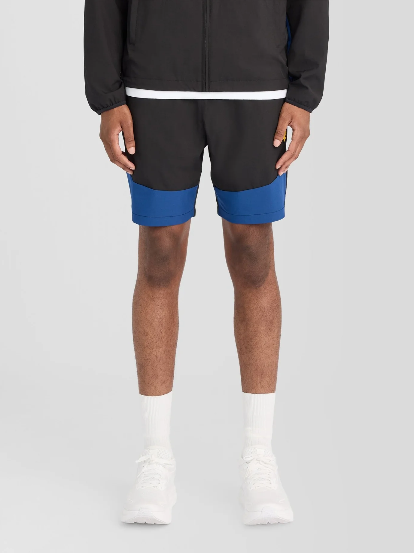 Sports Panelled Shorts in Jet Black/ Navy Peony