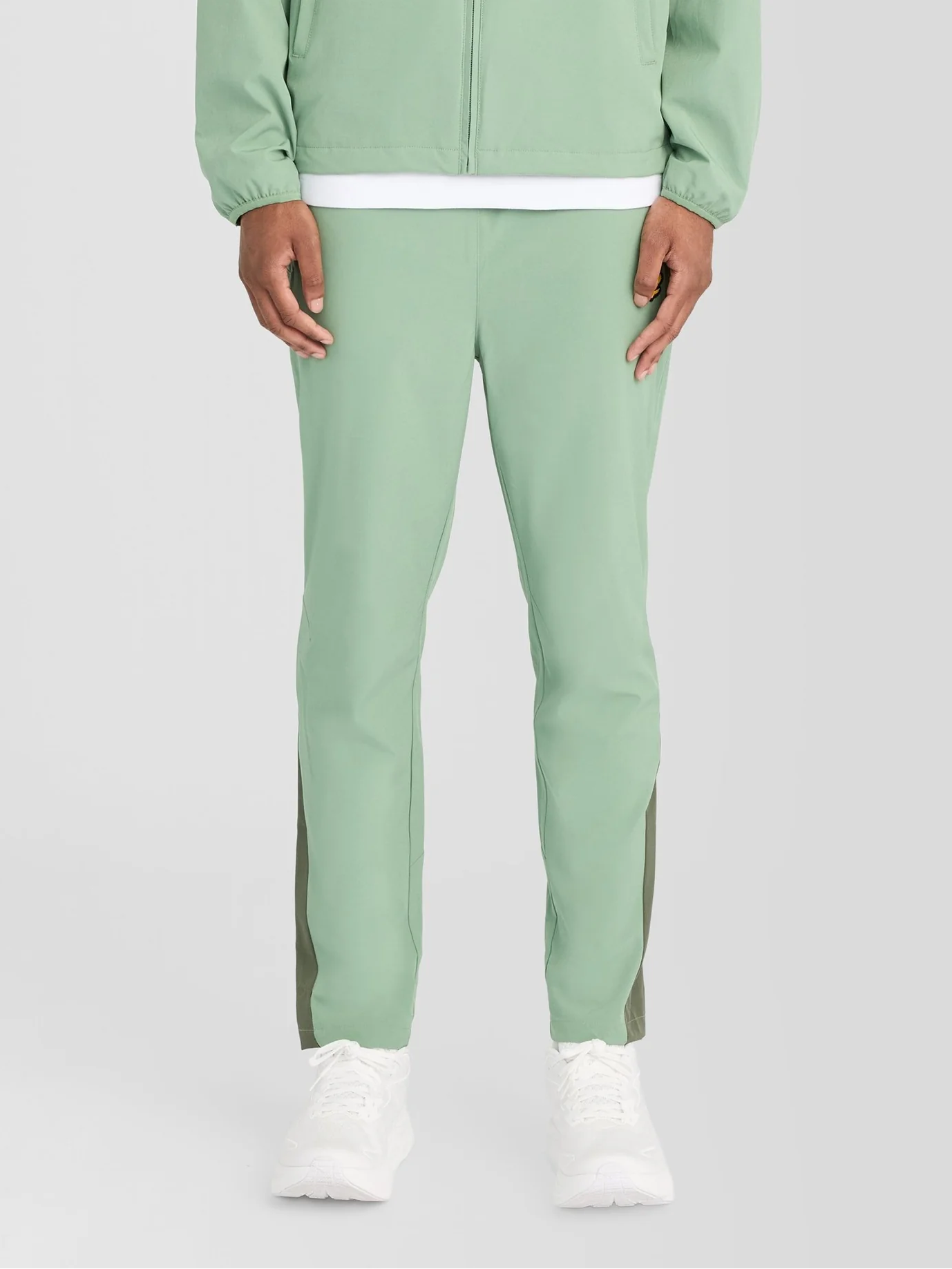 Sports Panelled Track Pants in Botanical Green/ Cactus Green