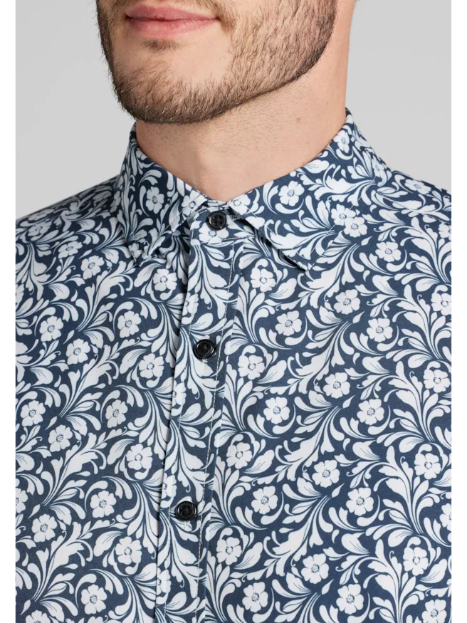 Traveler® COOL<i>MOTION</i> Tailored Fit Short Sleeve 4‑Way Stretch Button Up Shirt