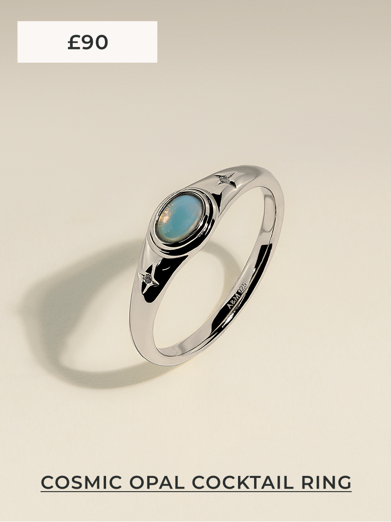 Cosmic Opal Cocktail Ring in Silver