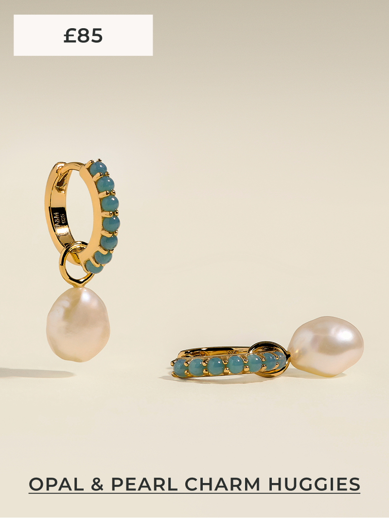 Opal & Pearl Charm Huggies in Gold