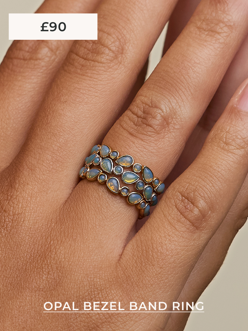 Opal Bezel Band Ring in Gold