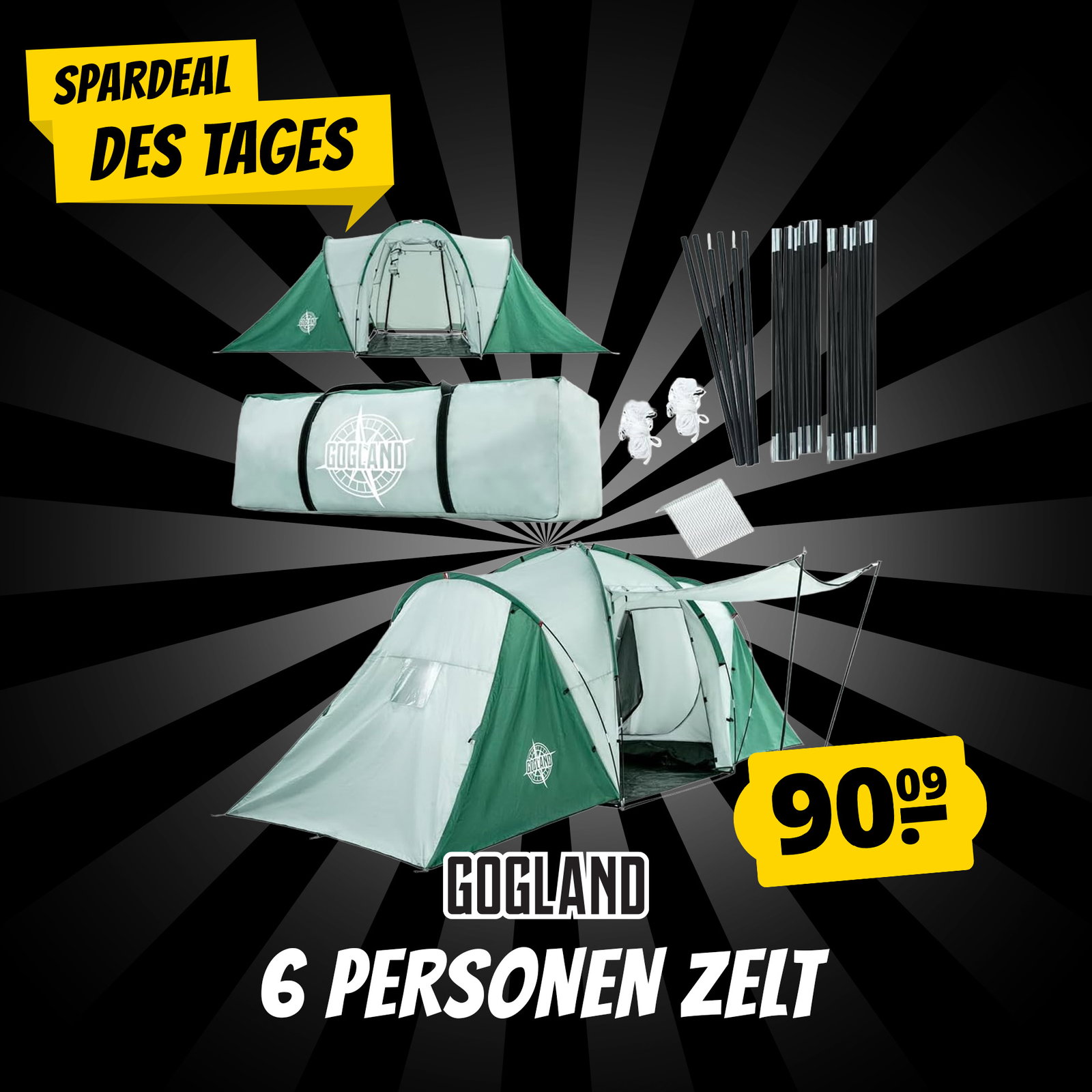 GOGLAND "Big Camping" Premium 6 Personen Zelt 