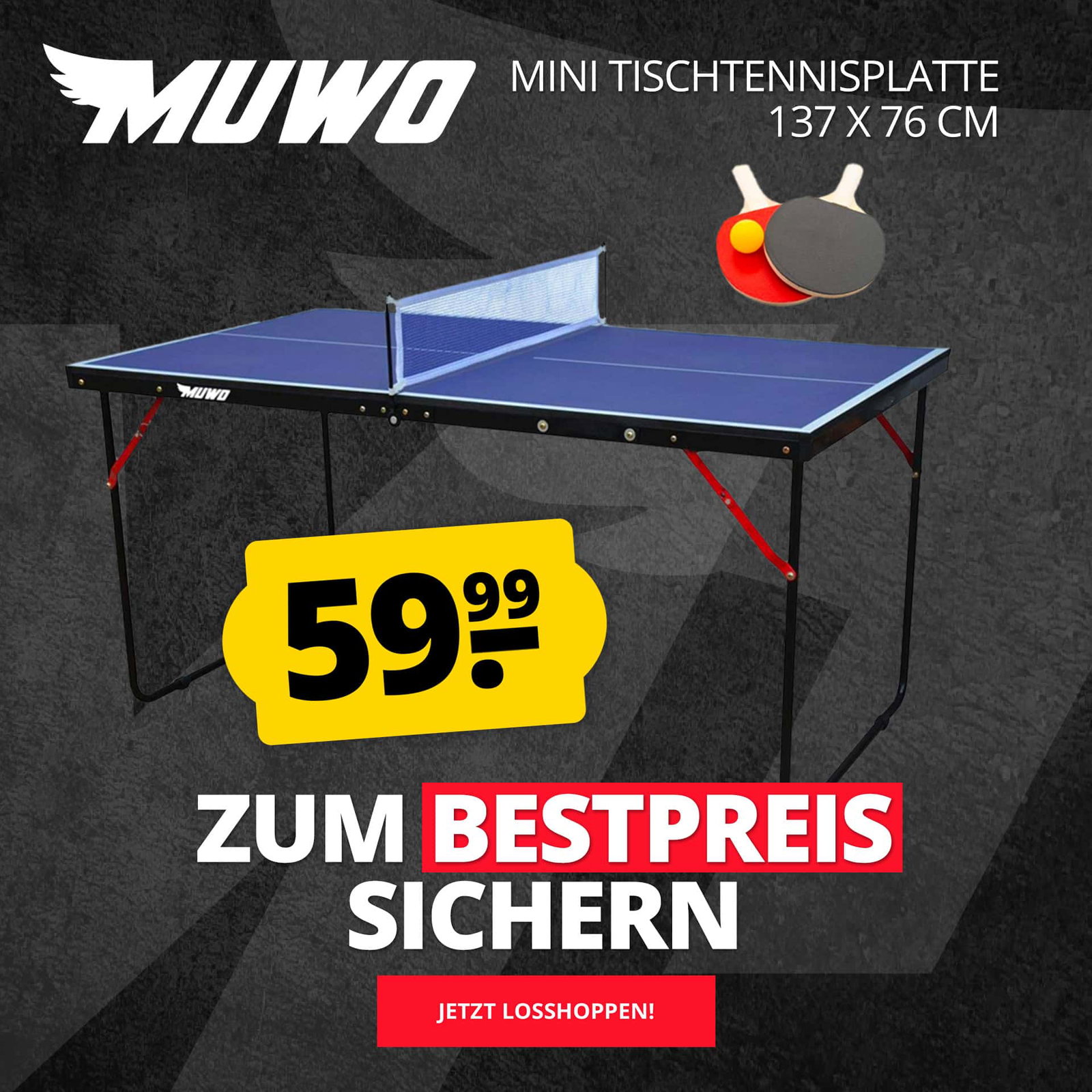 MUWO "Winner" Billardtisch 153x84x79 cm schwarz blau