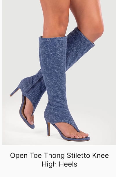 Shop Open Toe Thong Stiletto Knee High Heels