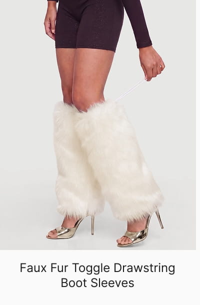 Shop Faux Fur Toggle Drawstring Boot Sleeves