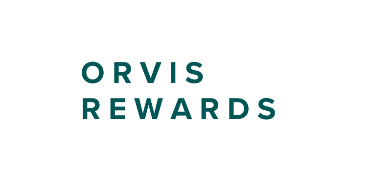 Teal 'orvis rewards' text