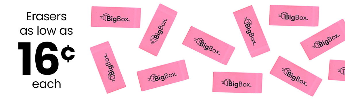 Erasers starting at 16¢ each.