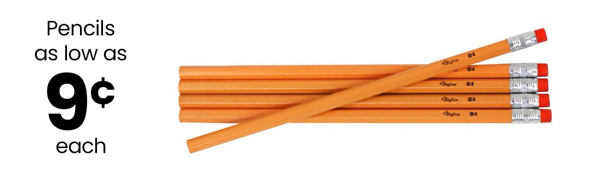 Pencils starting at 9¢ each.