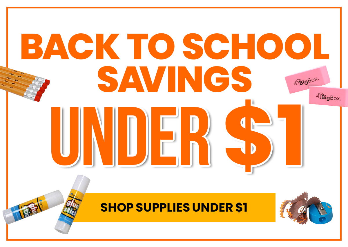 Back-to-school savings under $1. Shop supplies under $1.