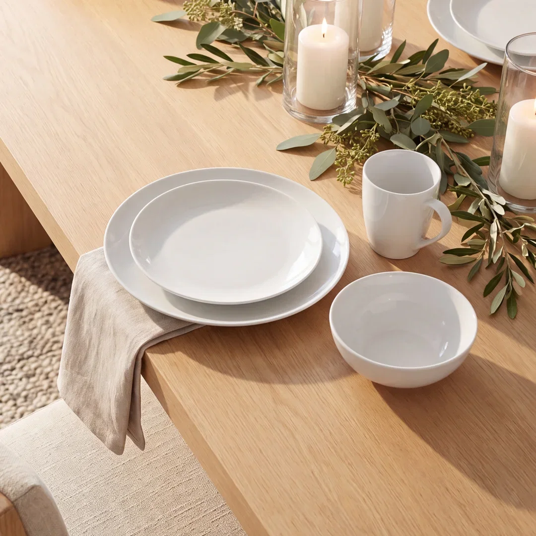 Claire Coupe 16pcs Dinnerware Set ( Dinner Plate / Salad Plate / 7'' Bowl / Mug , Service For 4 )