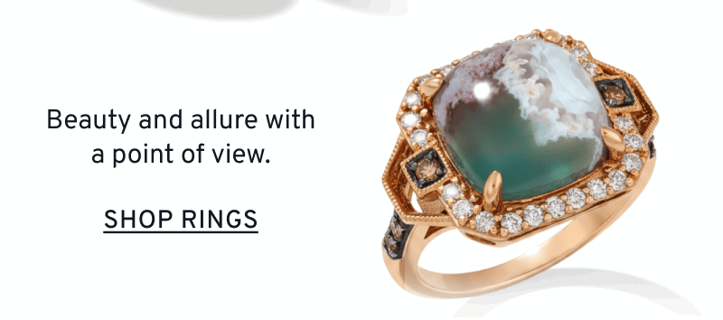 Seafoam gemstone and diamond ring. Beauty and allure with a point of view. Click to Shop Rings
