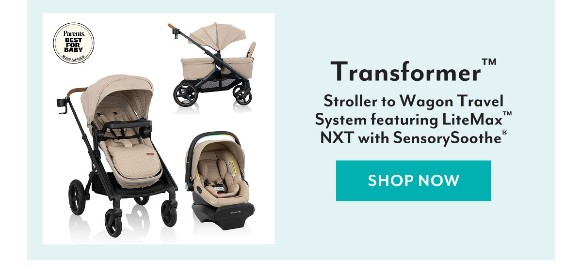 Transformer™ | Stroller to Wagon Travel System featuring LiteMax™ NXT with SensorySoothe® | SHOP NOW
