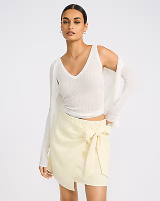 Signature Crepe High Waisted Tie Wrap Mini Skirt