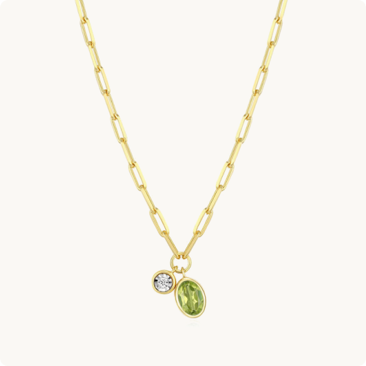 Created Peridot & Lab Grown Diamond Necklace in 14k Gold Plated Sterling Silver