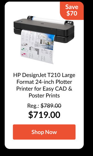 HP DesignJet T210 Large Format 24-inch Plotter Printer for Easy CAD & Poster Prints