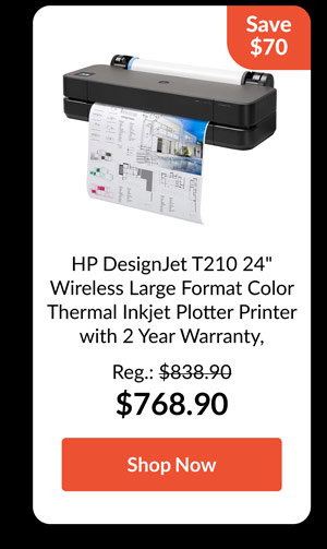 HP DesignJet T210 24inches Wireless Large Format Color Thermal Inkjet Plotter Printer with 2 Year Warranty