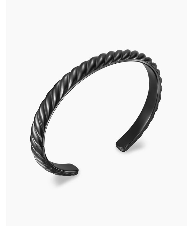 Sculpted Cable Cuff BraceletBlack Titanium, 7mm