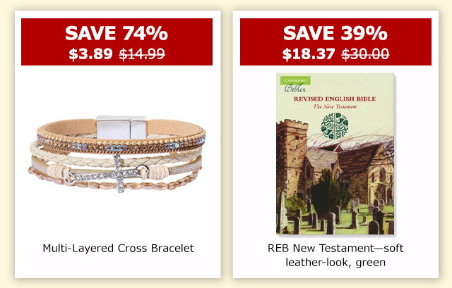 Multi-Layered Cross Bracelet | REB New Testament—soft leather-look, green