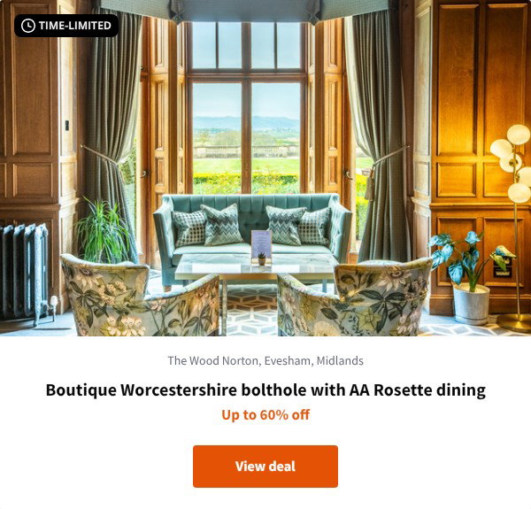 Boutique Worcestershire bolthole with AA Rosette dining