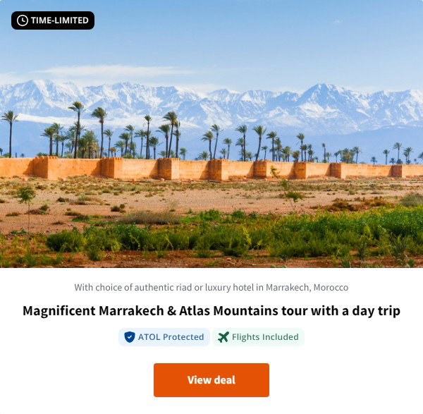 Magnificent Marrakech & Atlas Mountains tour with a day trip