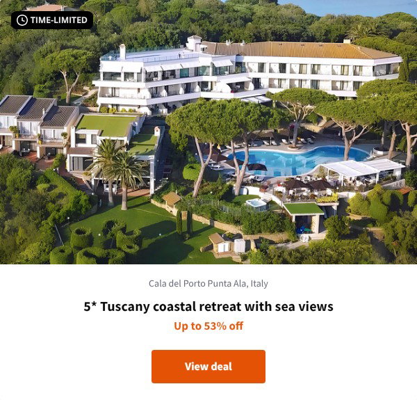 5* Tuscany coastal retreat with sea views