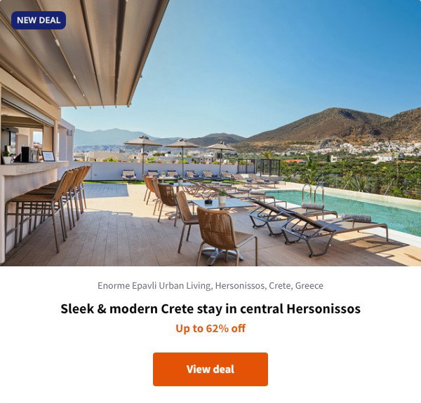 Sleek & modern Crete stay in central Hersonissos
