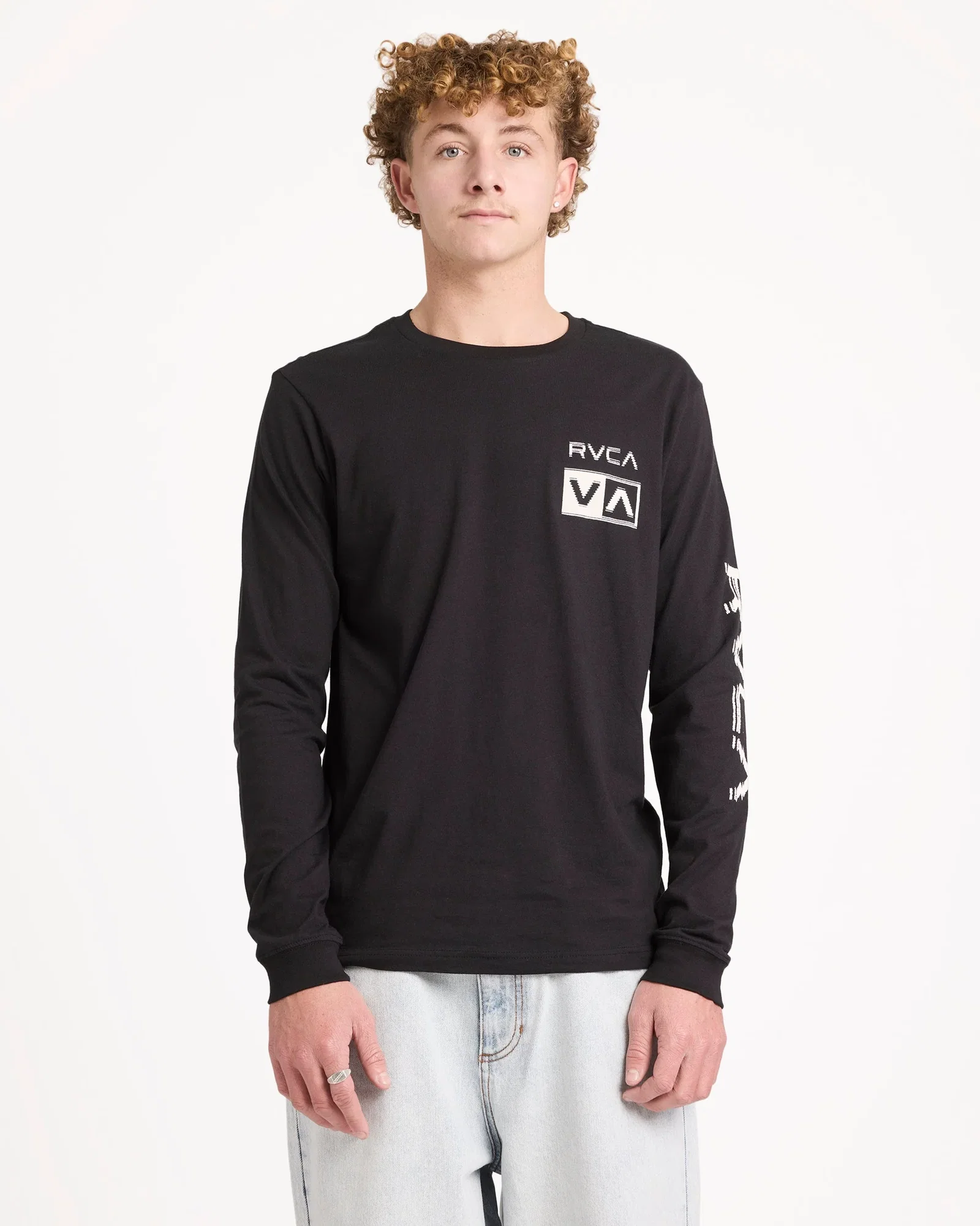 Mens Big RVCA Glitch Long Sleeve T-Shirt