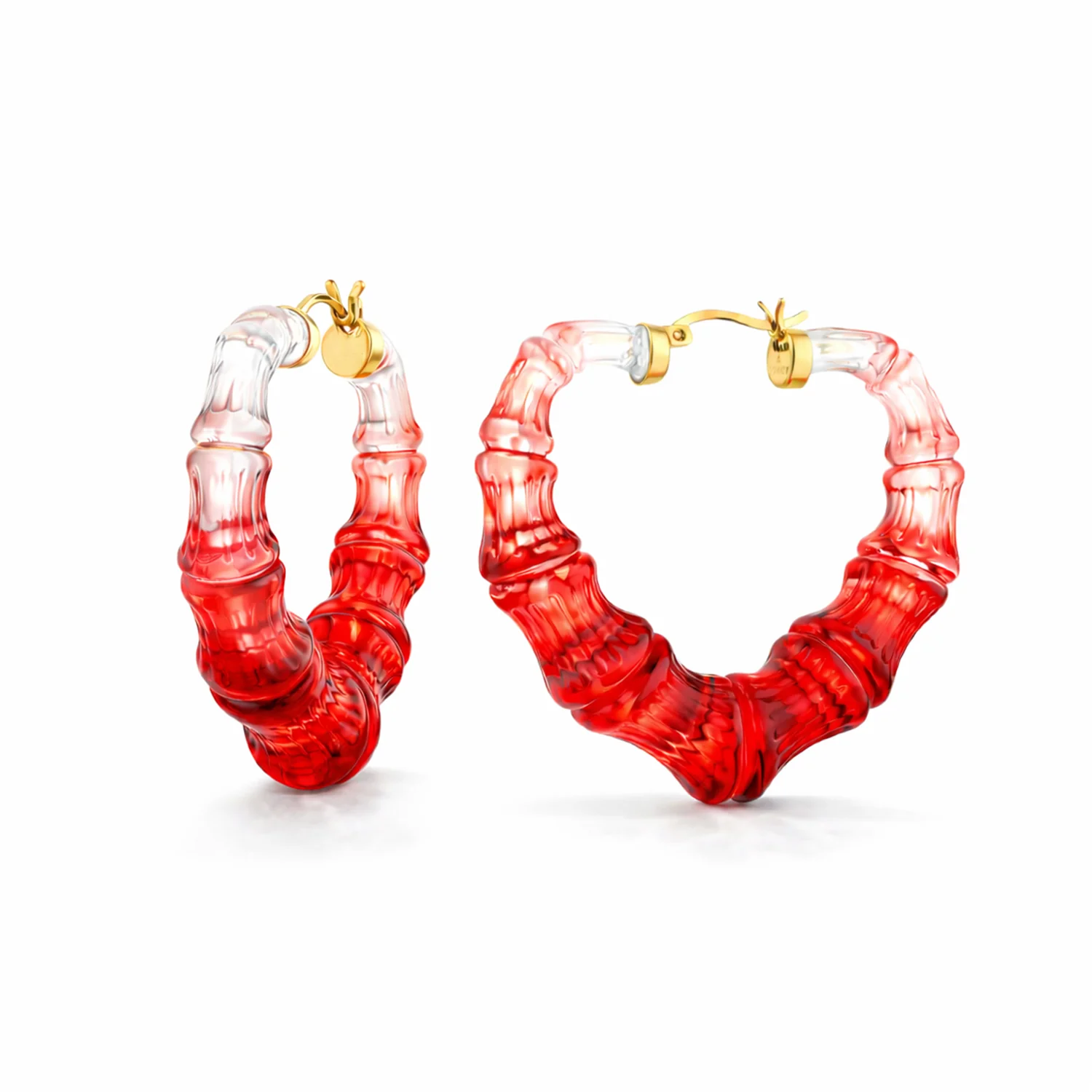 Image of Heart Bamboo Hoop Earrings