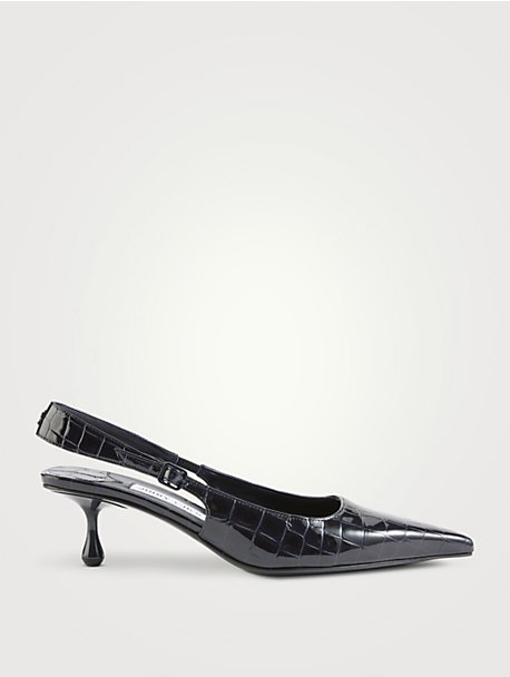 Amel Croc-Embossed Leather Slingback Pumps
