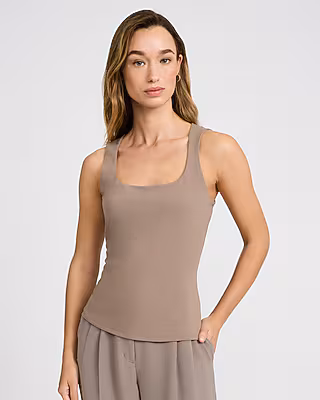 Body Contour Light Compression Square Neck Tank in Stretch Cotton