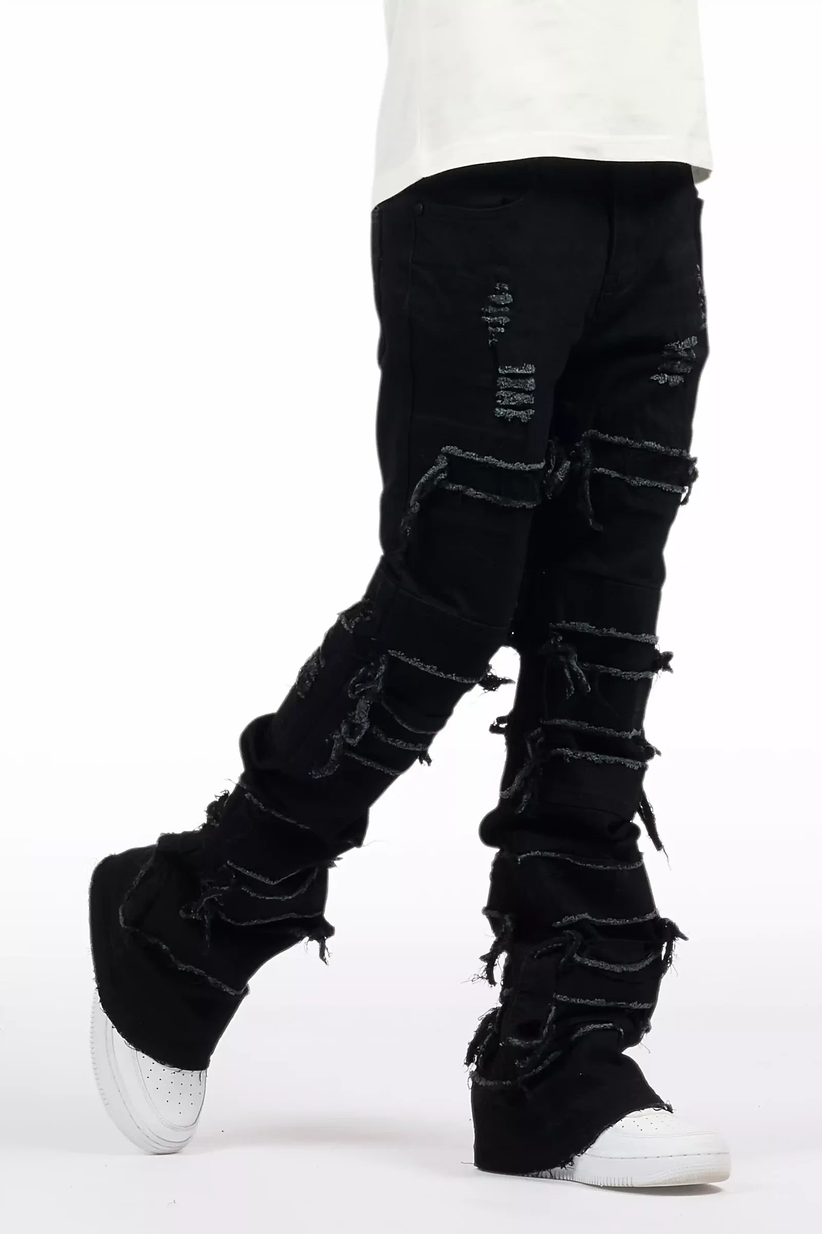 Image of Boys Vasco Jet Black Stacked Flare Jean
