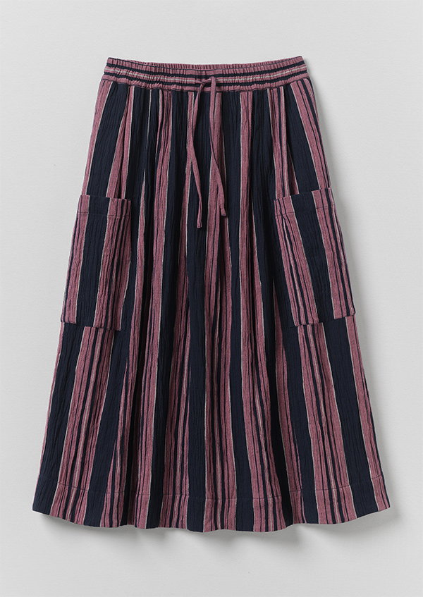 Winnow Stripe Crinkled Cotton Skirt