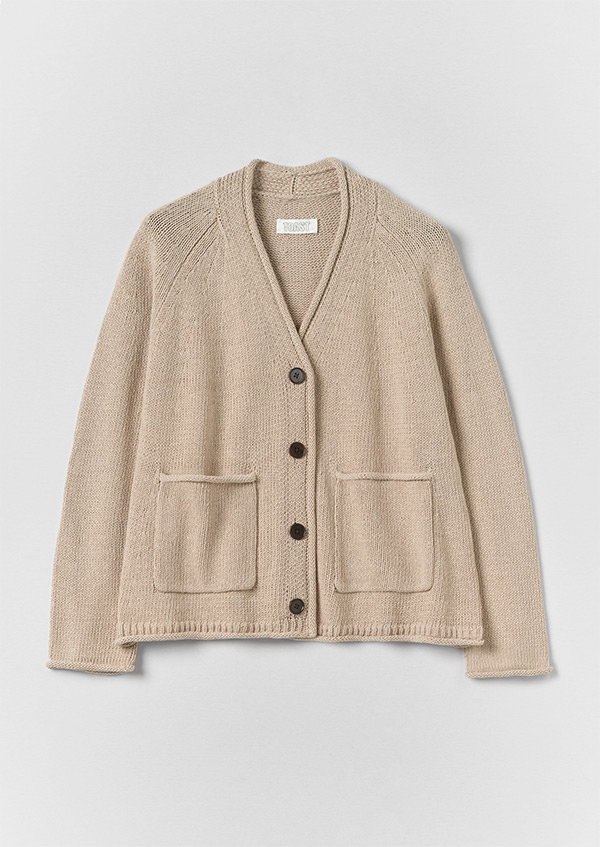 Cotton Linen V Neck Cardigan