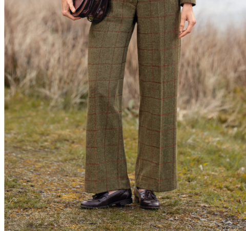 Ladies Wide Leg Tweed Trousers