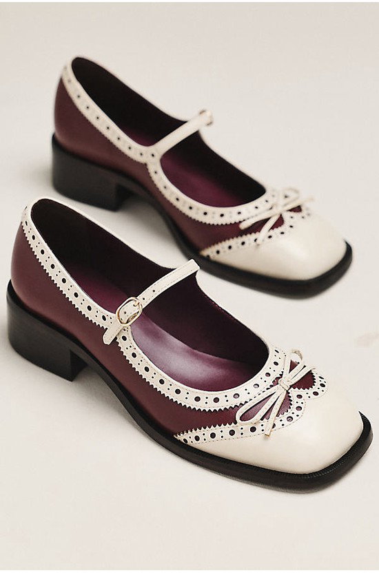 Maeve Bow Mary Jane Brogue Heels