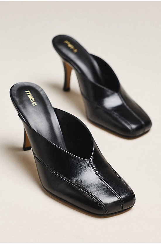 Maeve Square-Toe Mule Heels
