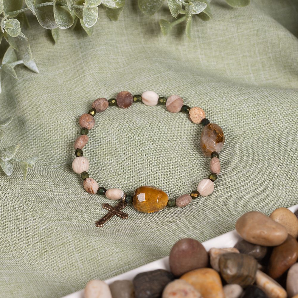 St. Hildegard Honeycomb Rosary Bracelet