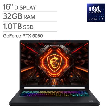 MSI Crosshair 16 Max 16-inch Gaming Laptop with Intel Core Ultra 7 Processor and NVIDIA RTX 5060 Graphics
