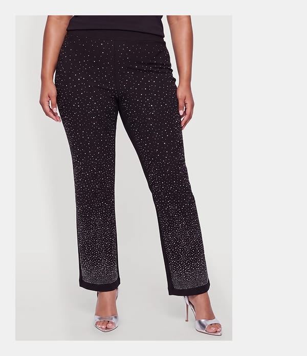 Shop Plus Size Rhinestone Studded Flare Leg Pull On Pants