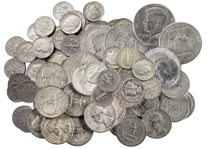 90% Silver Coins ($10 FV, Circulated, Dimes and/or Quarters and/or Halves)