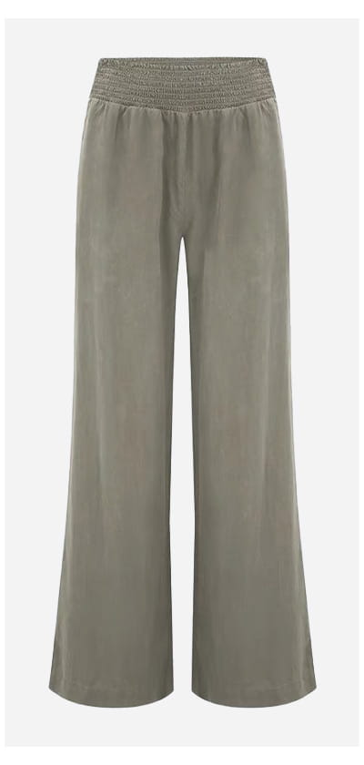 Smocked Waist Wide Leg Pant In Soft Army