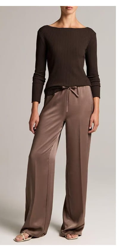Mid Rise Shine Crepe Pull On Pant In Taupe Haze