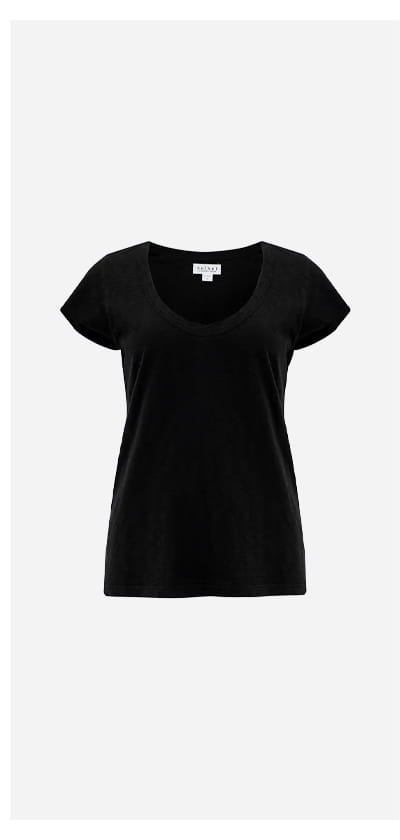 Katie Scoop Neck Tee In Black