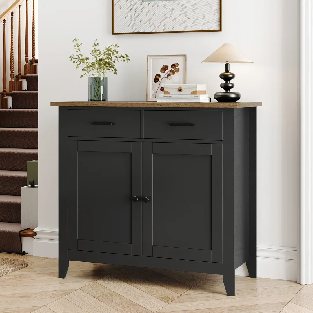 Ailynn Wood Accent Cabinets With 2 Drawers & 2 Doors