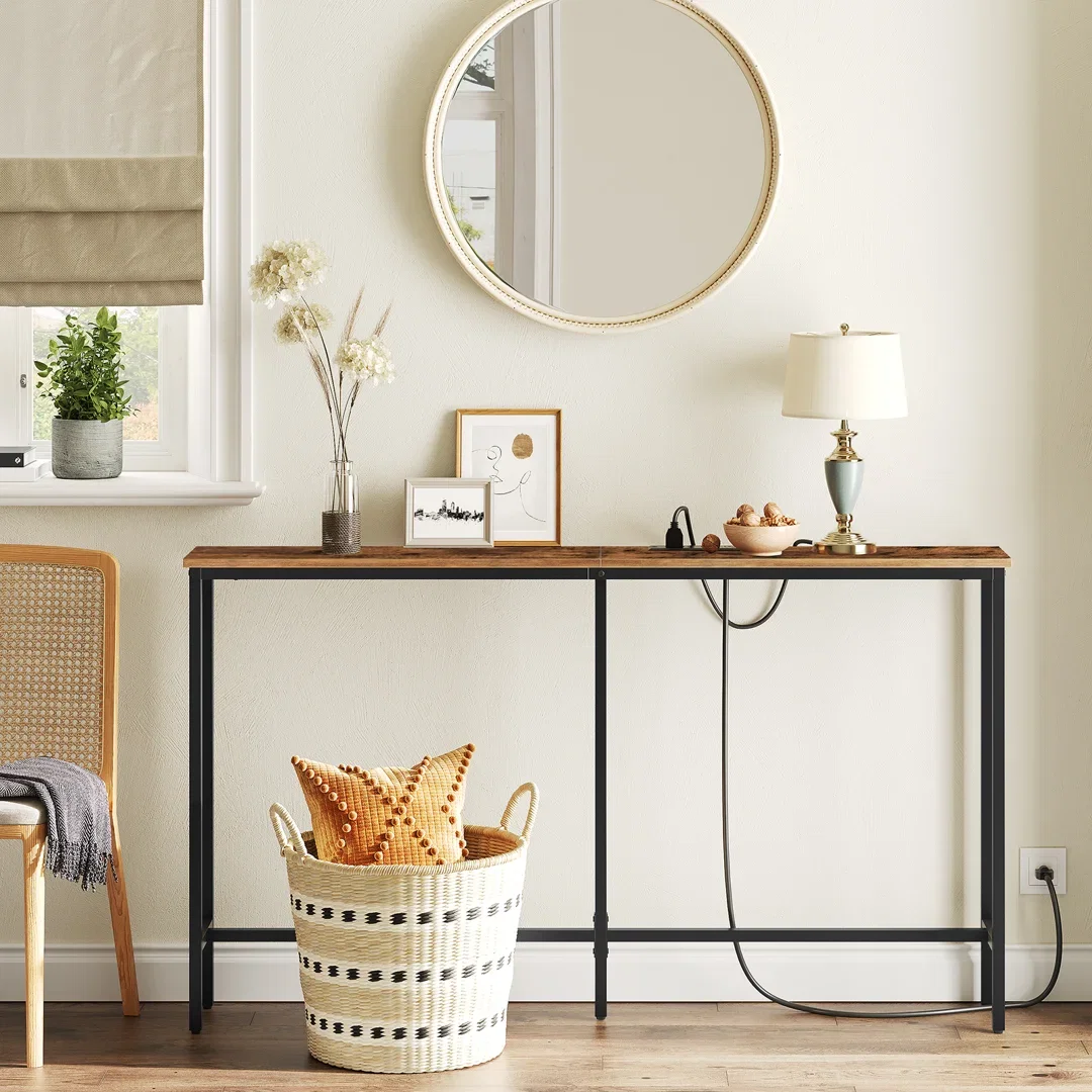 Console Table with Power Outlet Behind Couch Narrow Entryway Table