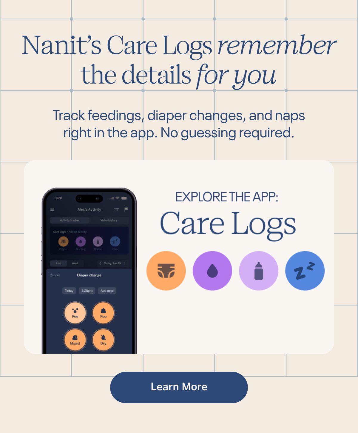 Nanit's Care Logs remember the details for you